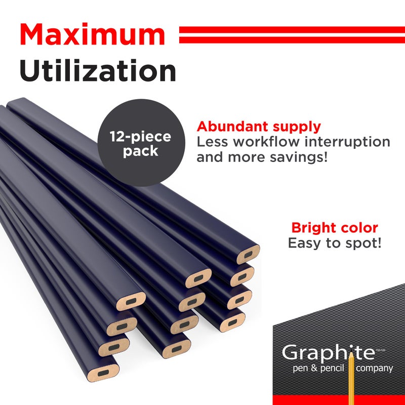 GRAPHITE Hard Lead Carpenter Pencil #2 Lumber Pencil (1) Pack of 12 PCS - Industrial Pencil Wood Flooring Marker for Wood Working Tools Marking & Concrete Marking - Blue - Image 3